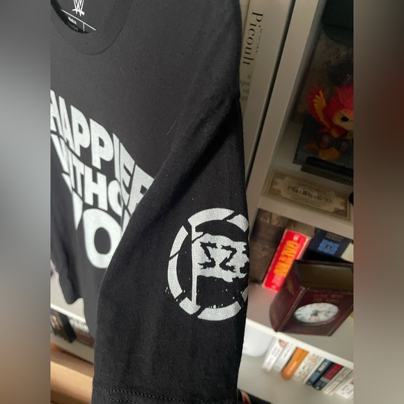 WWE Sami Zayn HAPPIER WITHOUT YOU Wrestling Black Graphic Tee - Picture 3 of 4